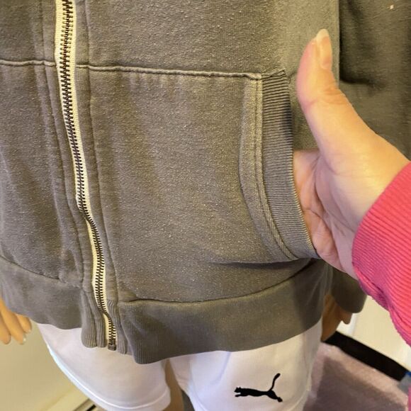 VINTAGE Y2K Express Gray Fleece Hoodie FULLZIP Jacket SMALL Unisex Outdoor Logo - Picture 6 of 11